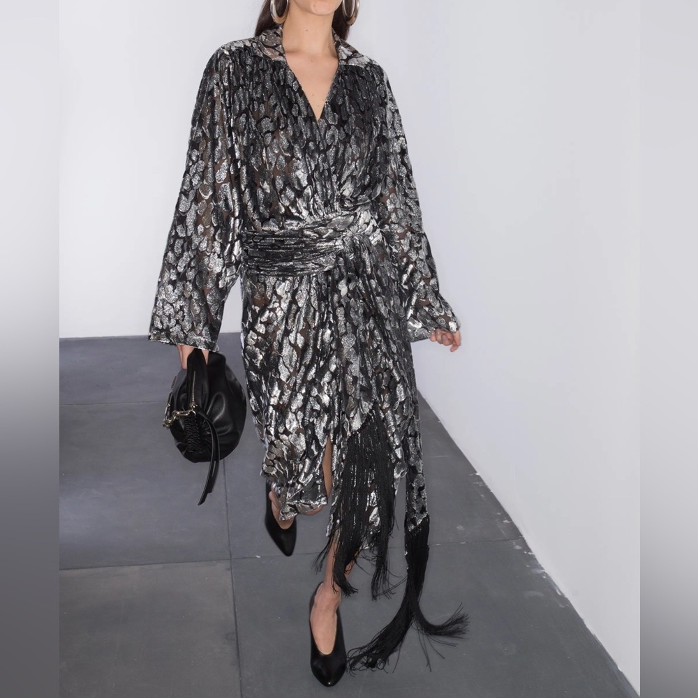 Michael Kors Collection Size 8 Holiday Set Silver New Years Gown Dress Runway